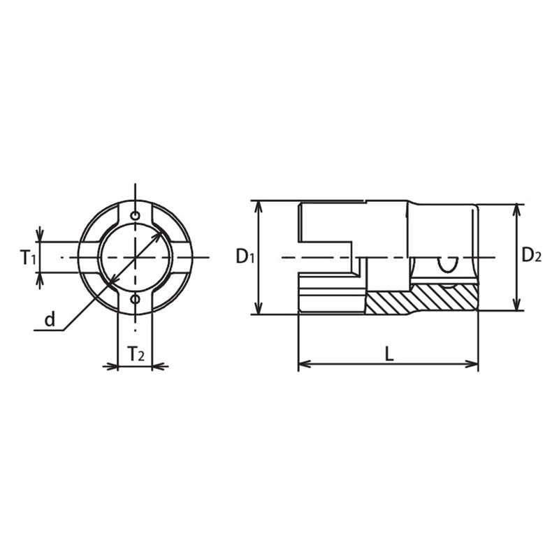 Douille à ailettes 3/8" Sq. Dr. Longueur 33 mm 