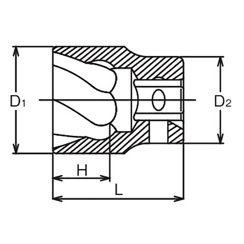 Clé à douille carrée 3/8, longueur 9 mm, 32 mm 