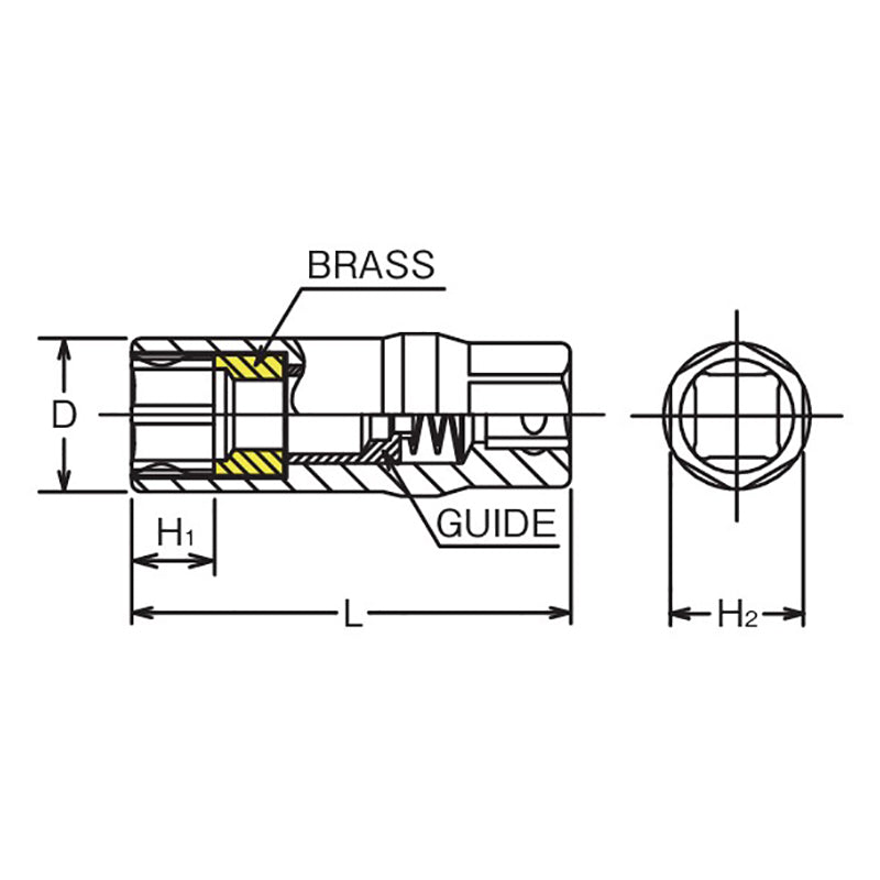 3/8 Sq. Dr. 6-Point Clip Type Spark Plug Socket 16mm