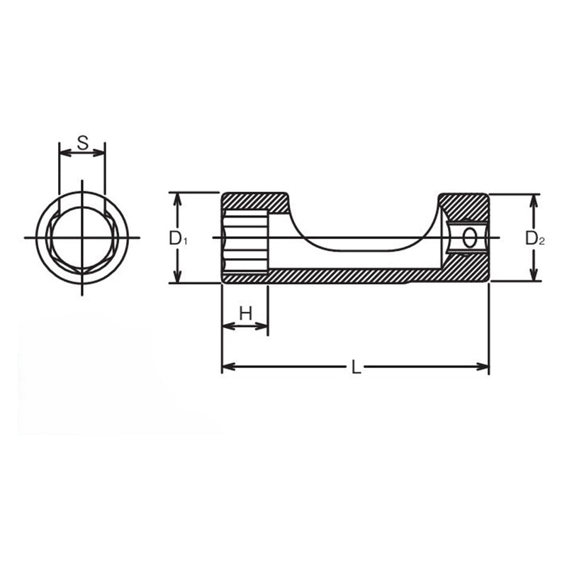 3/8 Sq. Dr. Flare Nut Metric Chrome Socket in 22mm