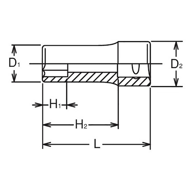 3/8 Sq. Dr. Socket  12mm 6 point Length 40mm
