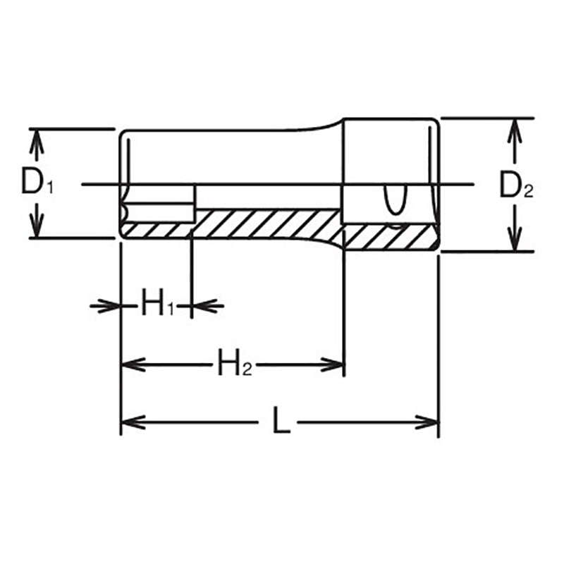3/8 Sq. Dr. Socket  13mm 6 point Length 40mm