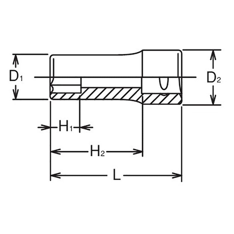 3/8 Sq. Dr. Socket  14mm 6 point Length 40mm