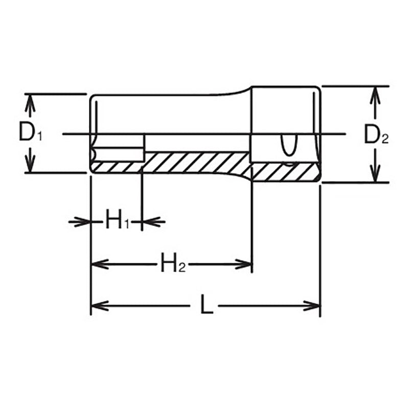 3/8 Sq. Dr. Socket  15mm 6 point Length 40mm