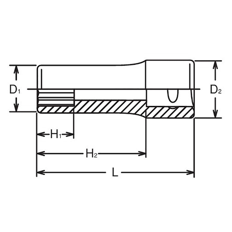 3/8 Sq. Dr. Socket  22mm 12 point Length 65mm