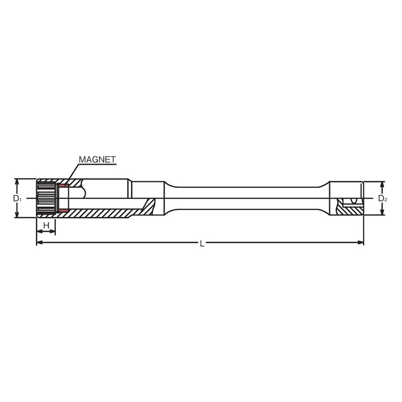 Douille magnétique à 12 pans pour bougie d'allumage, rallonge 3/8 Sq. Dr. 14 mm 