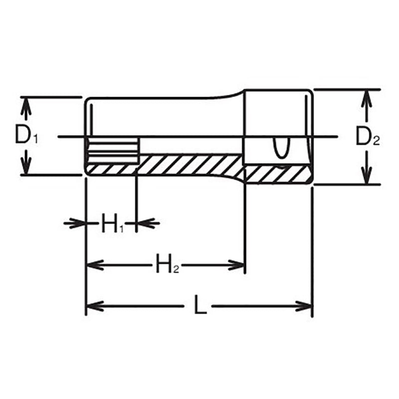 3/8 Sq. Dr. Socket  19mm 12 point Length 40mm