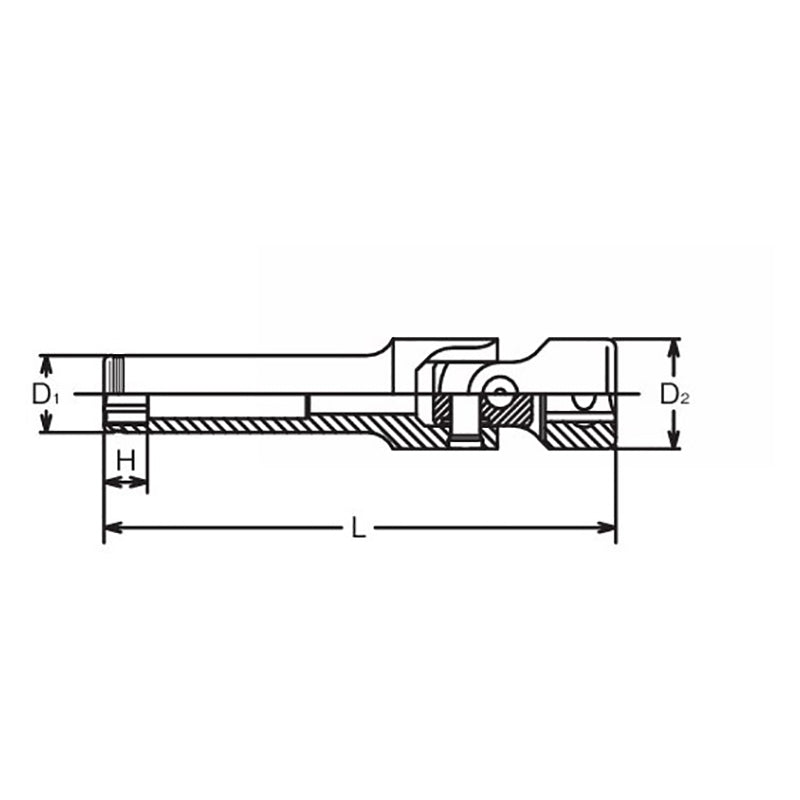 Douille universelle 3/8" carrée, écrou de 12 mm, longueur de serrage 70 mm pour bougie de préchauffage 