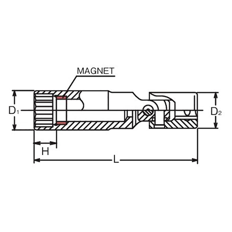 Douille magnétique universelle à 12 pans pour bougies d'allumage, 3/8 po², 14 mm 