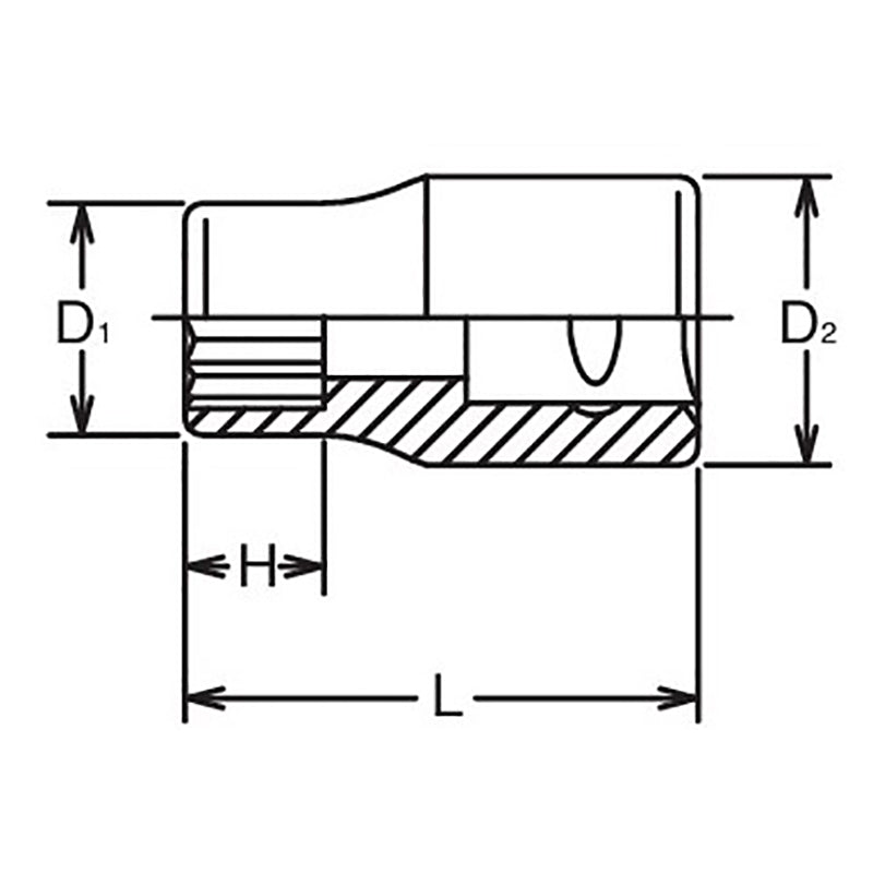 3/8 Sq. Dr. Socket Whitworth 3/16 12 point Length 26mm