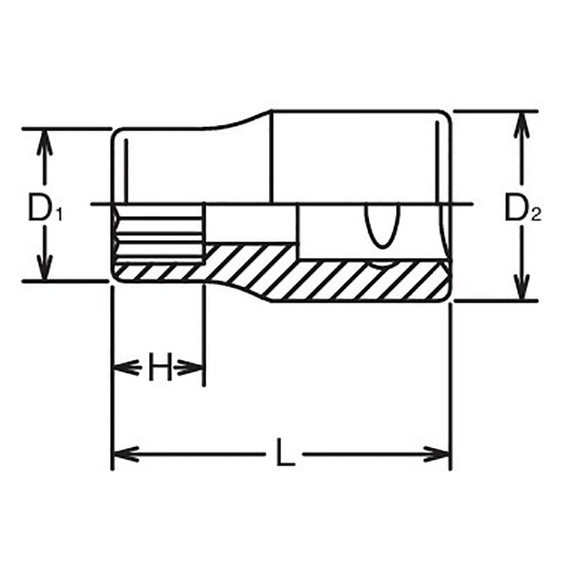 3/8 Sq. Dr. Socket Whitworth 5/16 12 point Length 28mm