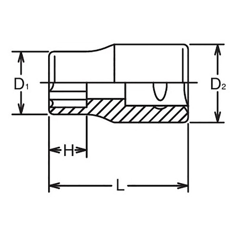 3/8 Sq. Dr. Socket  12mm Surface Length 26mm