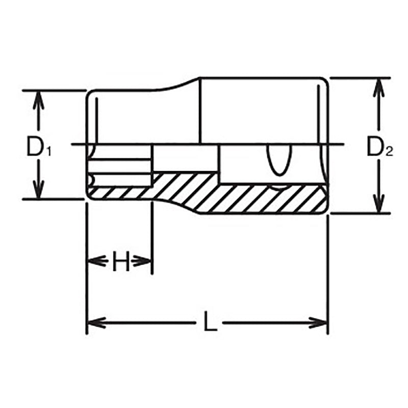 3/8 Sq. Dr. Socket  13mm Surface Length 26mm