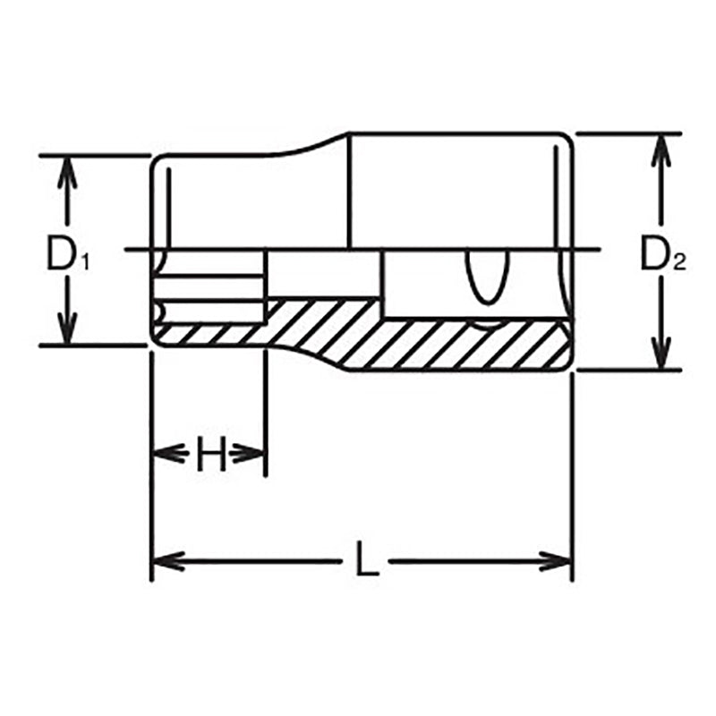 3/8 Sq. Dr. Socket  22mm Surface Length 32mm