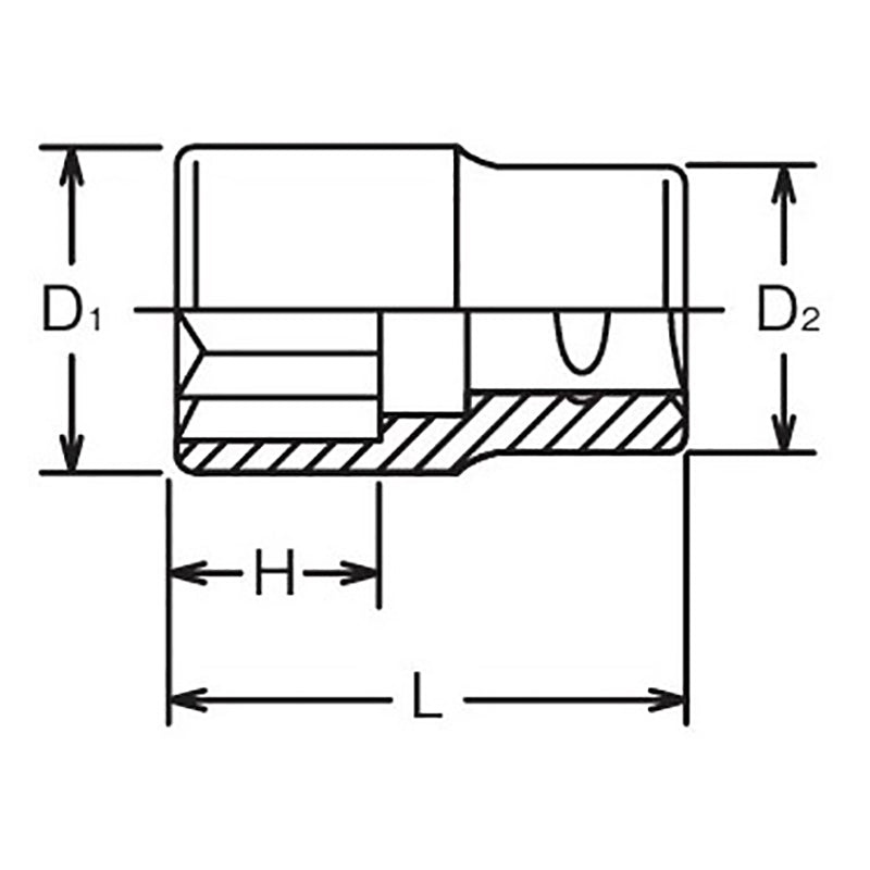 3/8 Sq. Dr. Double Square Metric Socket 10mm