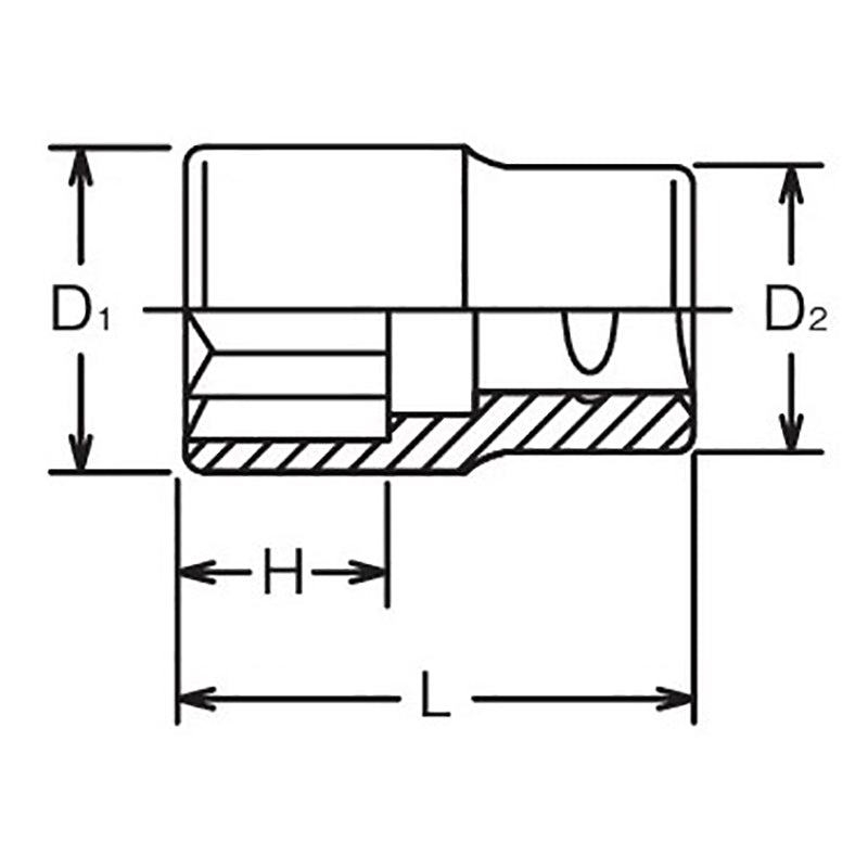 3/8 Sq. Dr. Double Square Metric Socket 12mm