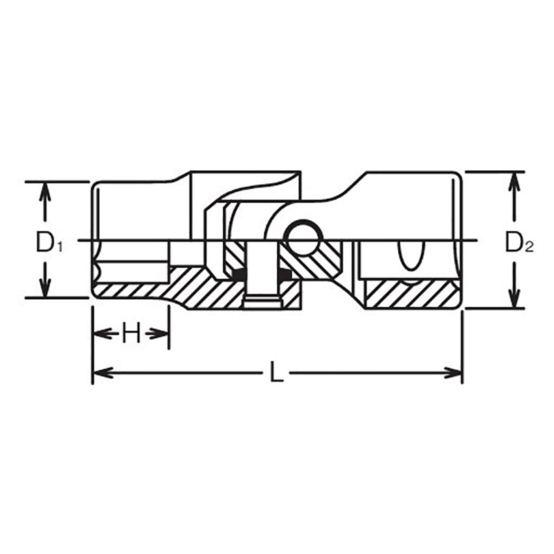 3/8 Sq. Dr. Universal Socket  14mm 6 point Length 51mm