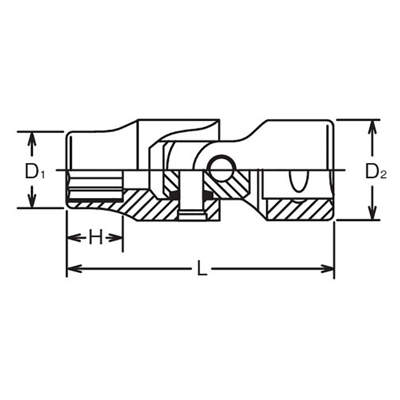 Douille universelle 3/8" à 12 pans, longueur 49,5 mm 