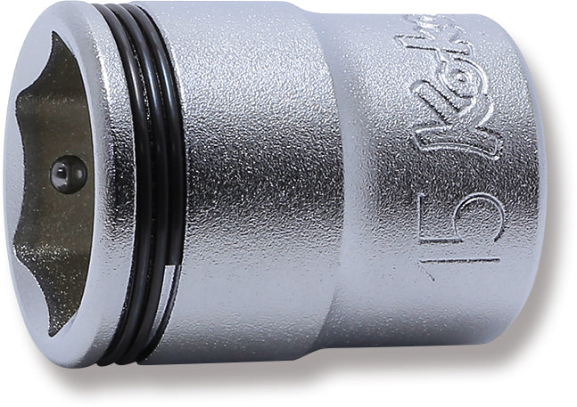 Douille carrée 3/8" pour écrou de 15 mm, longueur de serrage 27 mm 
