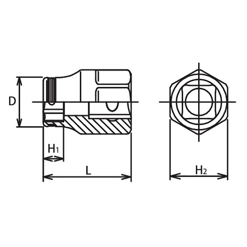 3/8 Sq. Dr. Socket  13mm Nut Grip Length 26mm Outer Hex 17mm