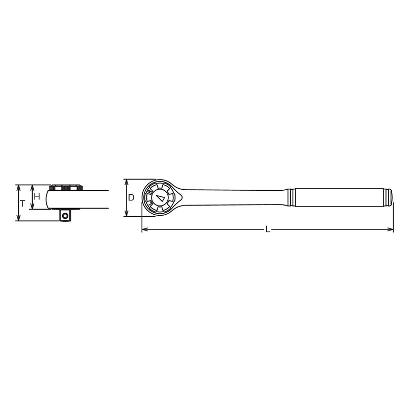3/8 Sq. Dr. Ratchet Handle  45 teeth  Length 200mm  Plastic Handle