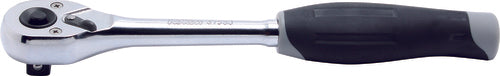 Clé à cliquet 3/8" à 24 dents, longueur 200 mm, bouton-poussoir, poignée en plastique 