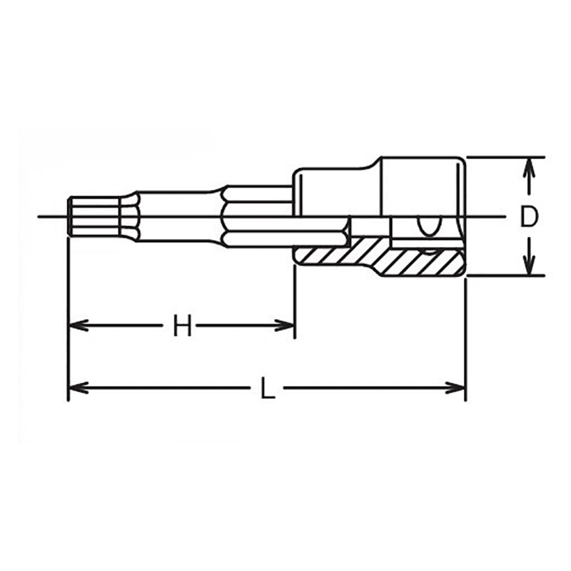 Douille à embout carré 1/2", hexagone 3/8", longueur 60 mm 