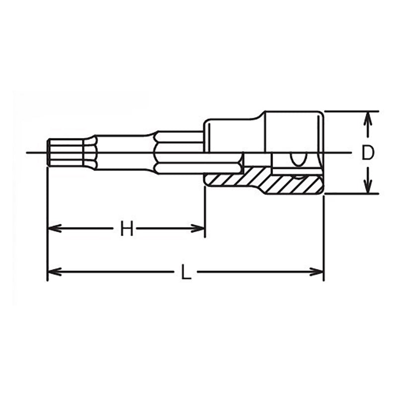Douille à embout carré 1/2", hexagone 7/16", longueur 60 mm 