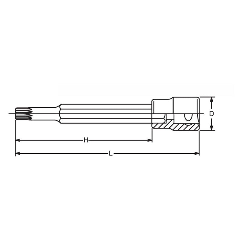 Douille à embout carré 1/2 pouce, 10 mm, double hexagone, longueur 100 mm, pour vis de culasse 