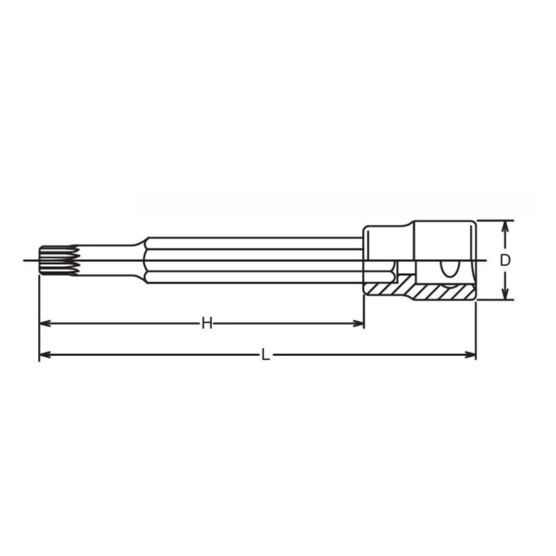 Douille à embout carré 1/2 pouce, 8 mm, double hexagone, longueur 100 mm, pour vis de culasse 