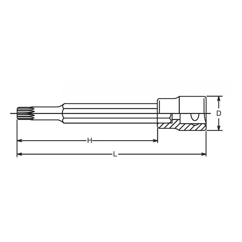 Douille à embout carré 1/2 pouce, 8 mm, double hexagone, longueur 120 mm, pour vis de culasse 