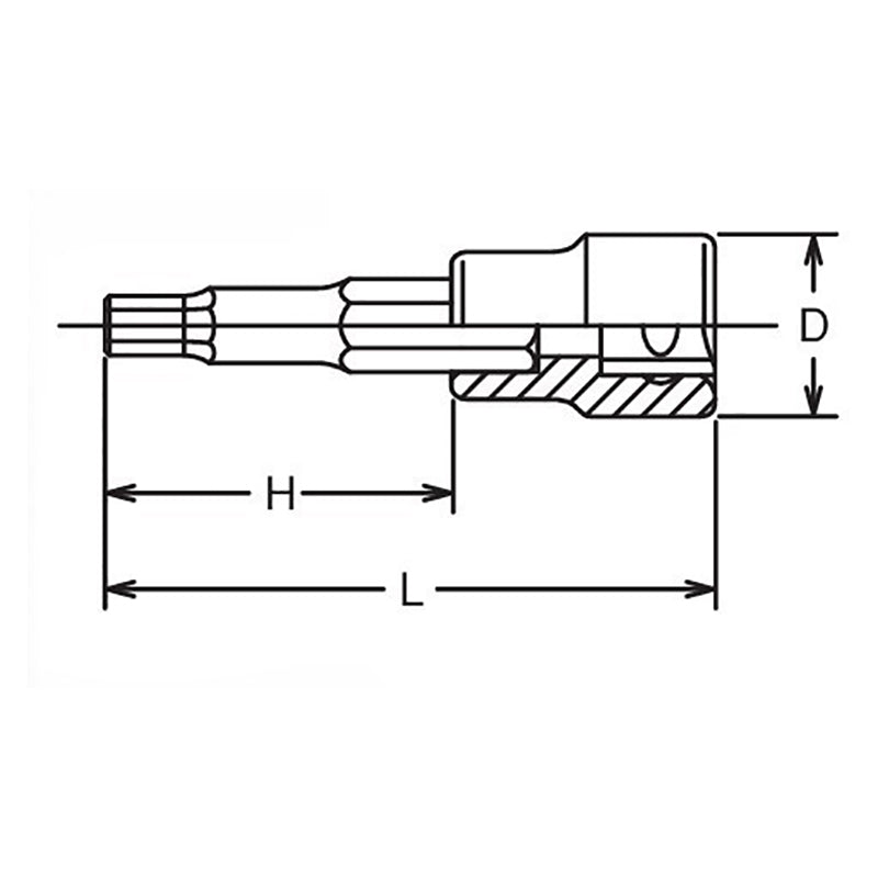 Douille carrée 1/2" pour embout hexagonal de 13 mm, longueur 50 mm 