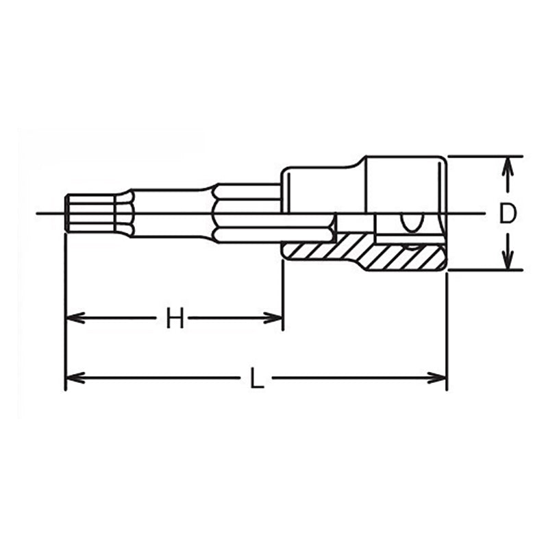 Douille carrée 1/2", hexagone 5 mm, longueur 50 mm 