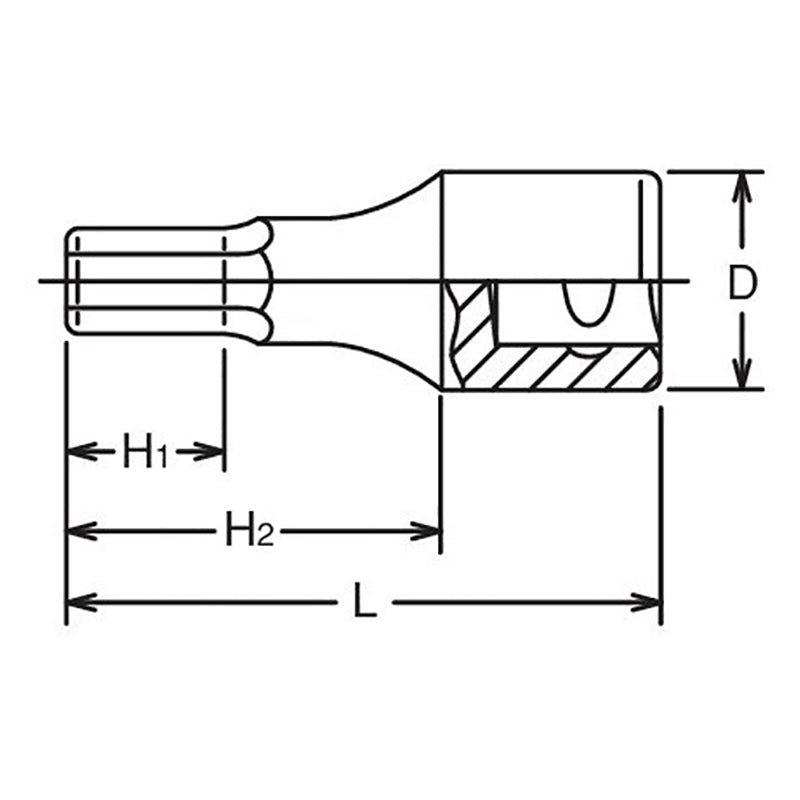 Douille à embout carré 1/2 pouce, hexagone 11/32, longueur 100 mm 