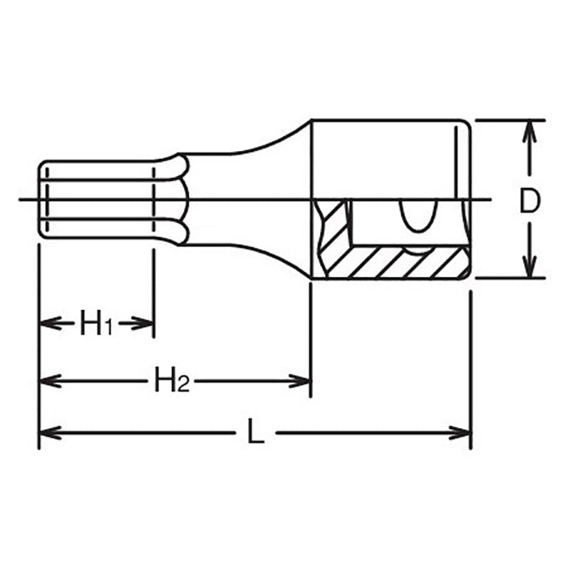 Douille à embout carré 1/2", hexagone 7/16", longueur 43 mm 