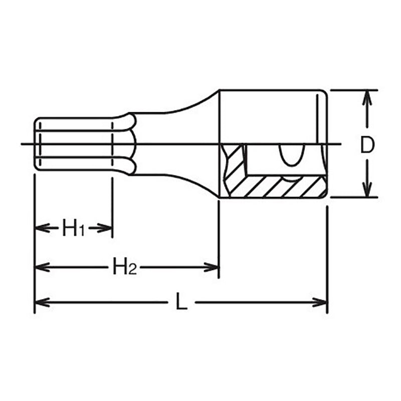 Douille à embout carré 1/2", hexagone 7/16", longueur 60 mm 