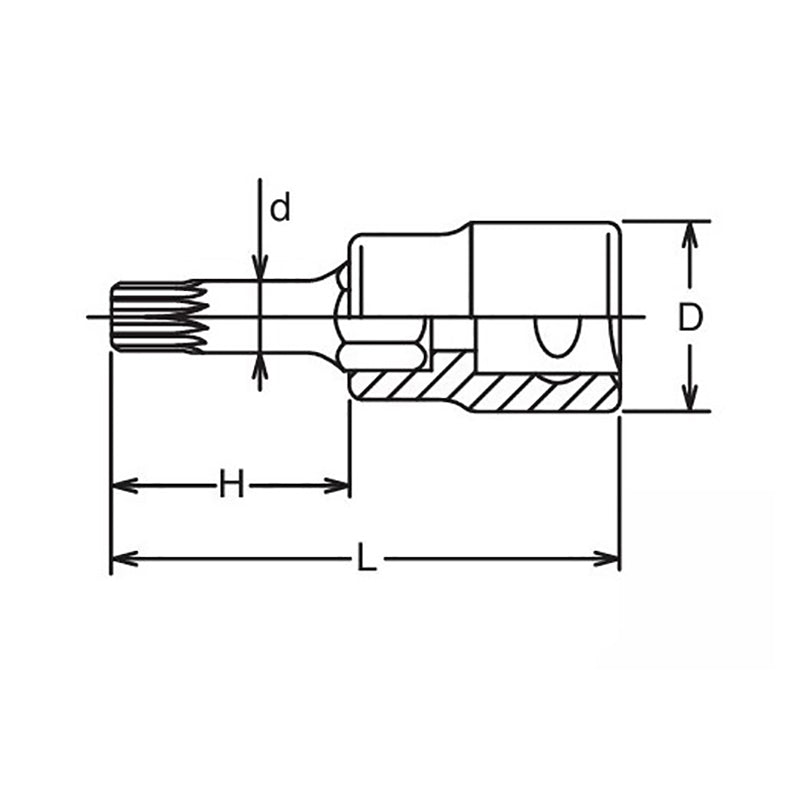 Douille à embout carré 1/2" XZN M5 à triple carré, longueur 120 mm 