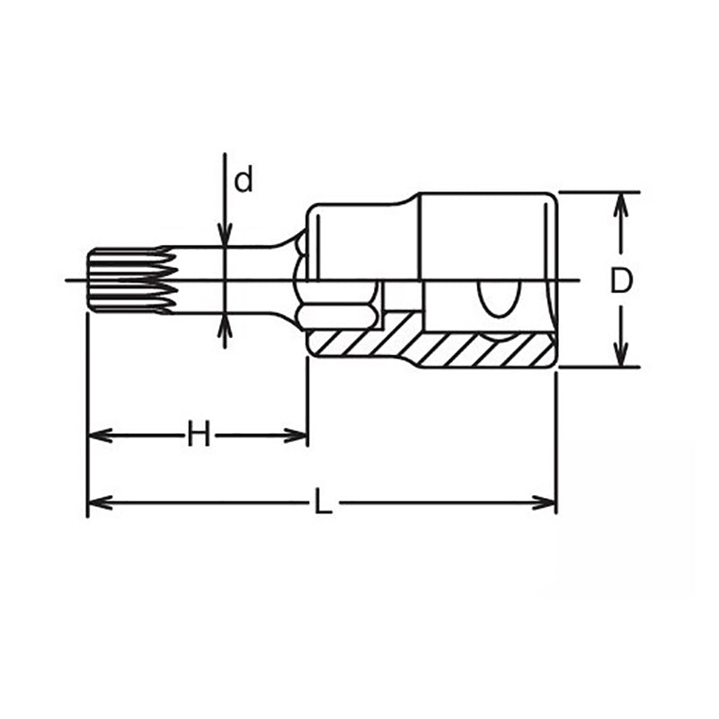 Douille à embout carré 1/2" XZN M6 à triple carré, longueur 120 mm 