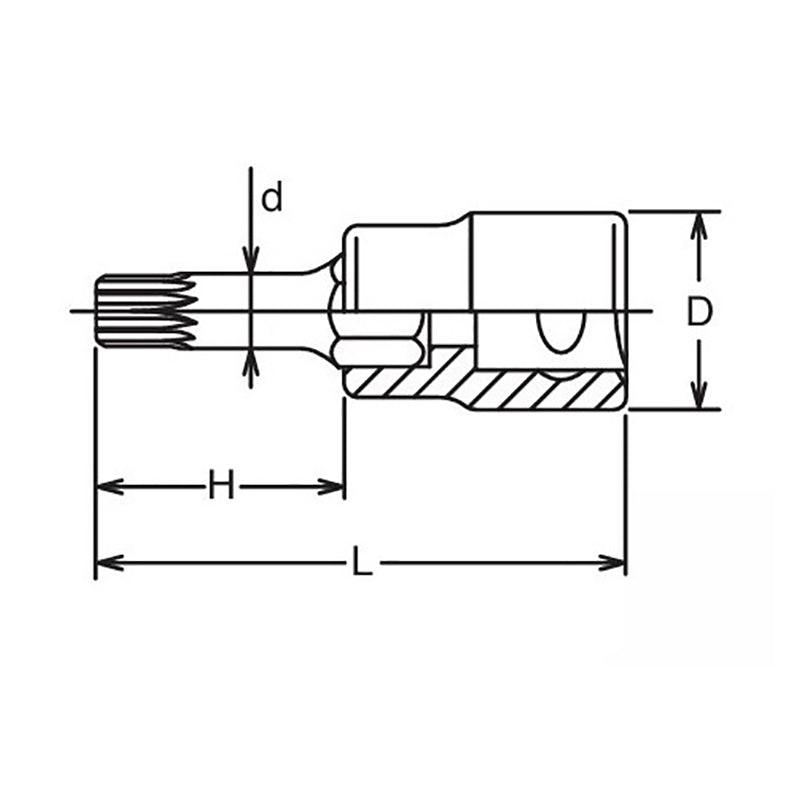 Douille à embout carré 1/2" XZN M8 à triple carré, longueur 120 mm 