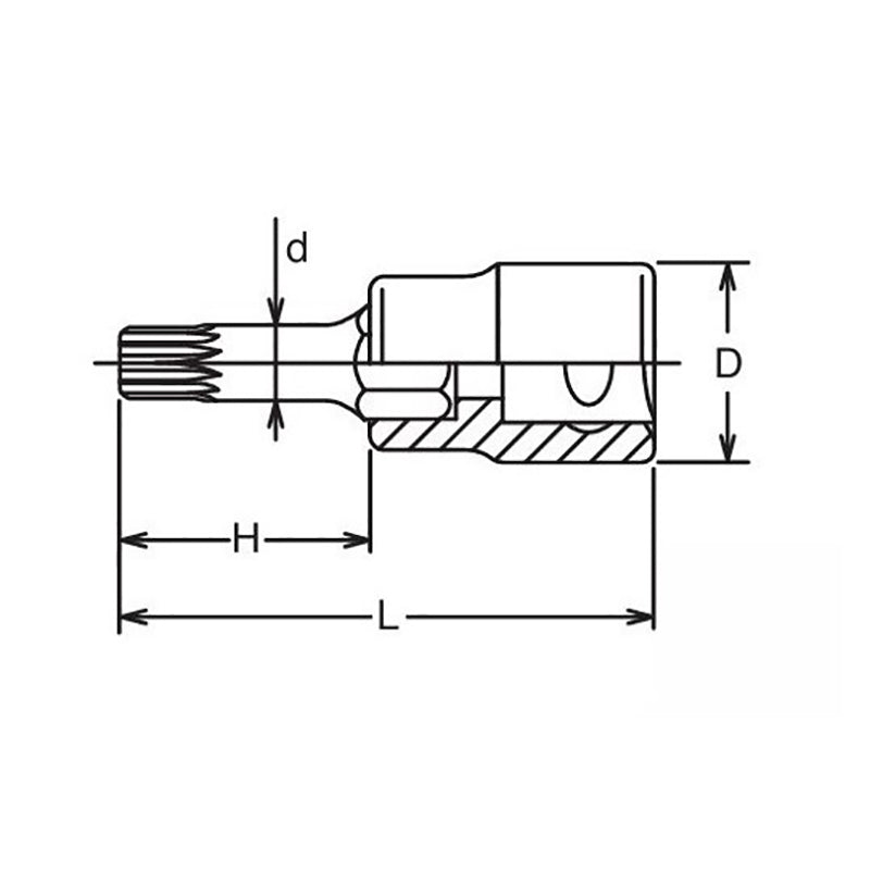Douille à embout carré 1/2" XZN M10, triple carré, longueur 140 mm 