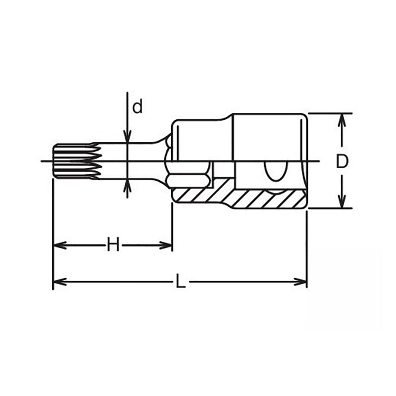 Douille à embout carré 1/2" XZN M5 à triple carré, longueur 140 mm 