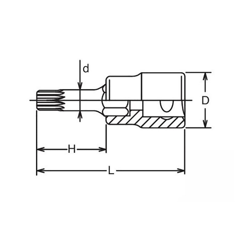 Douille à embout carré 1/2" XZN M6 à triple carré, longueur 140 mm 