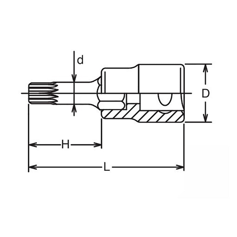 Douille à embout carré 1/2" XZN M10, triple carré, longueur 60 mm 