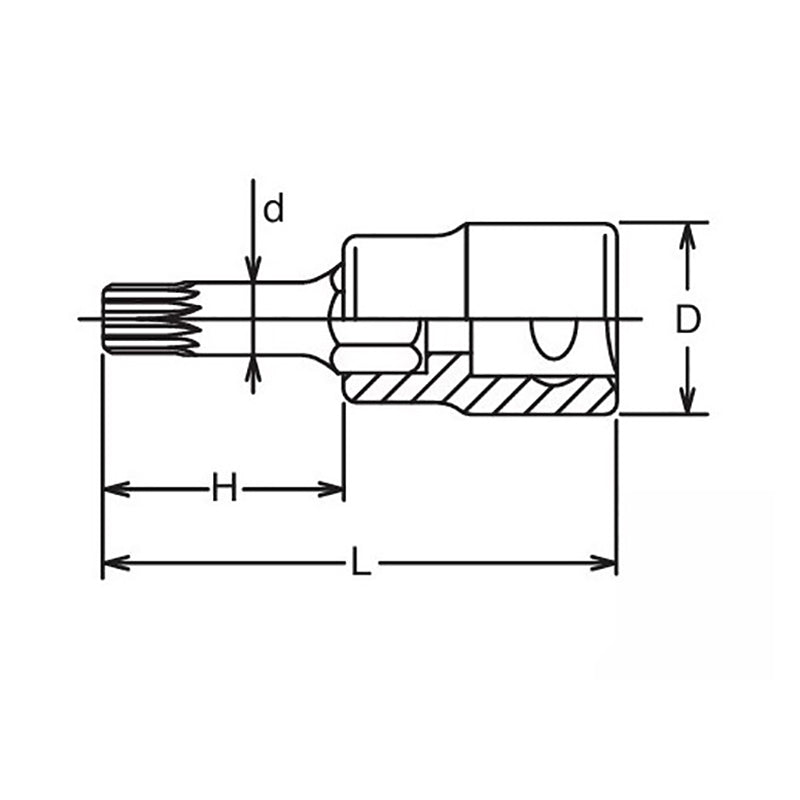 Douille à embout carré 1/2" XZN M6 triple carré, longueur 60 mm 