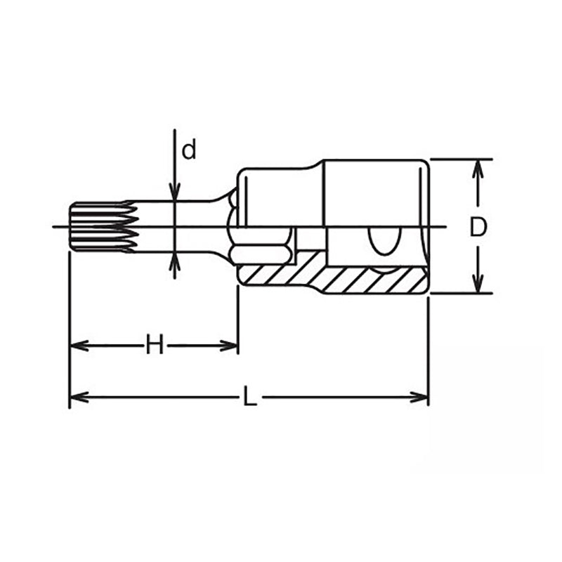 Douille à embout carré 1/2" XZN M8 triple carré, longueur 60 mm 