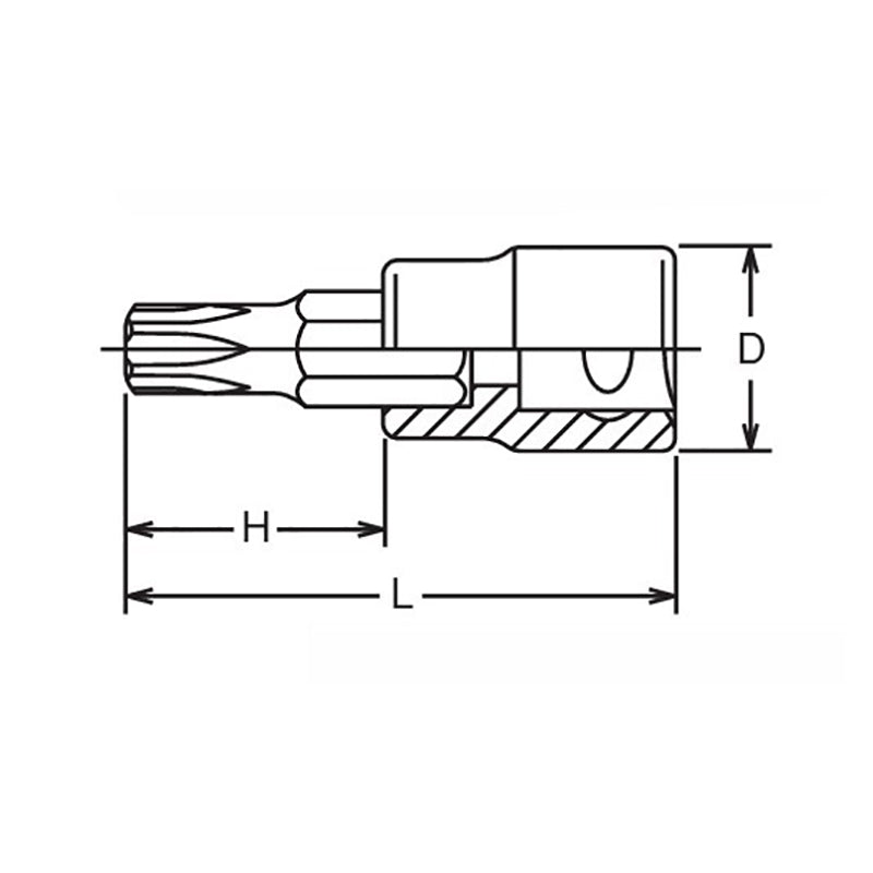 Douille à embout carré 1/2" TORXplus® 50IP, longueur 100 mm 