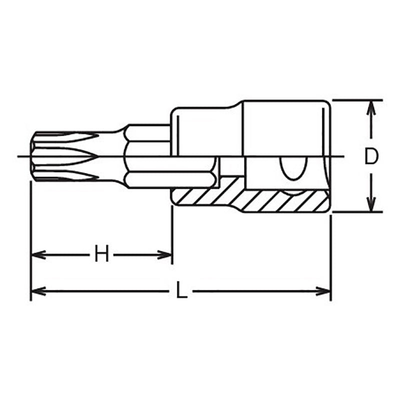 Douille à embout carré 1/2" TORX® T27, longueur 100 mm 