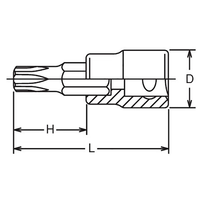 Douille à embout carré 1/2" TORX® T55, longueur 100 mm 