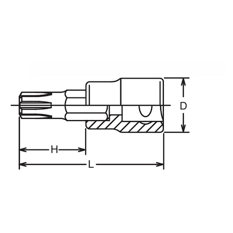 Douille à embout carré 1/2" Ribe-CV M10, longueur 140 mm 