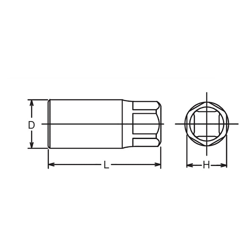 Extracteur de goujons carré 1/2 po, hexagone 7/16 po (21 mm), longueur 75 mm 